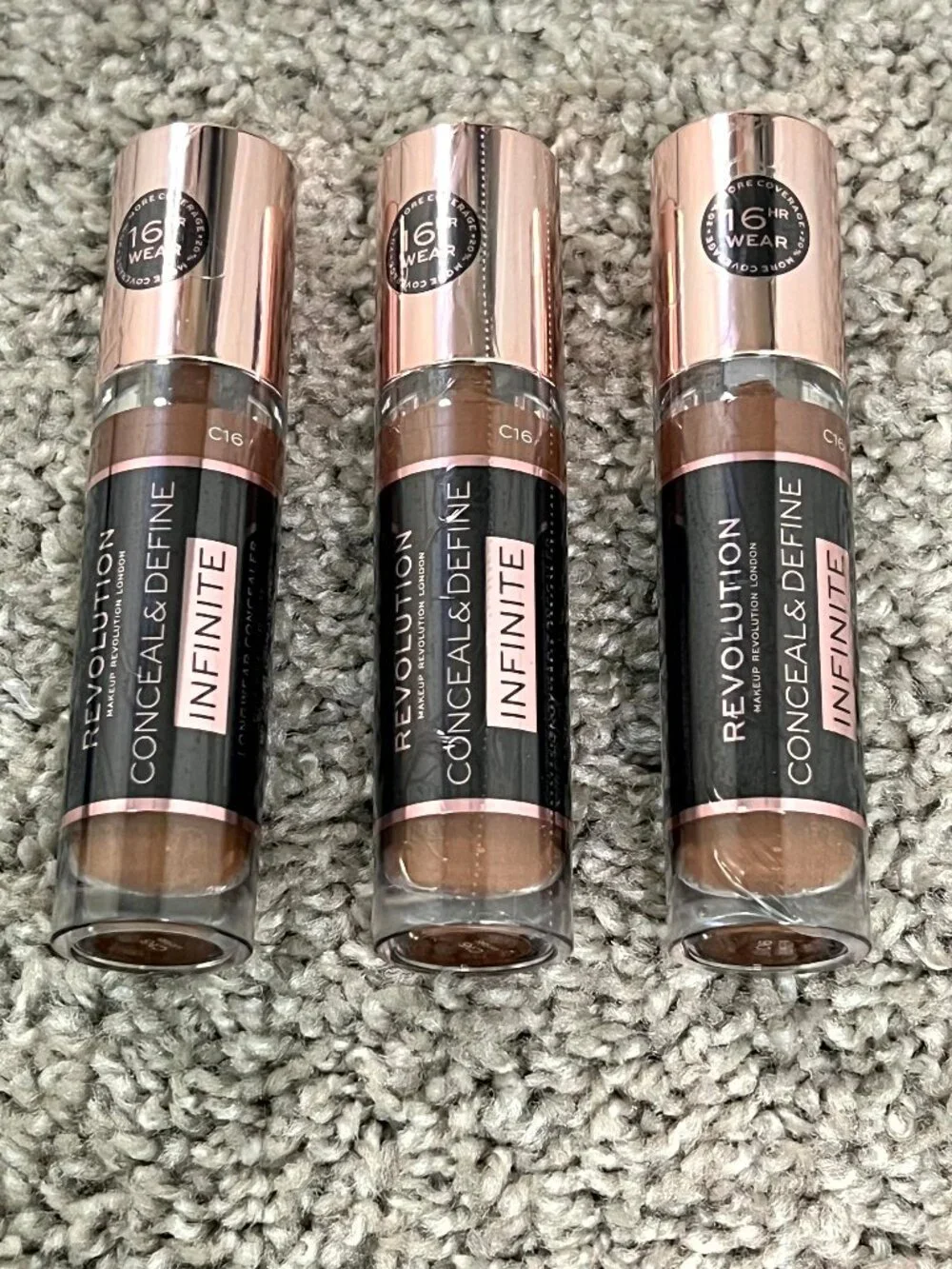 Makeup Revolution Conceal & Define Infinite Longwear Concealer XL C16 3 Pack